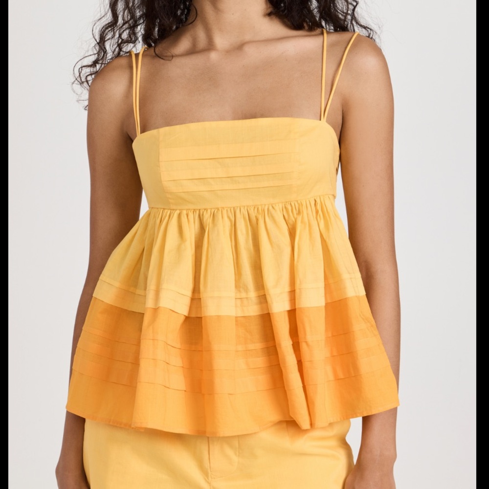 STAUD Red Pleated Blouse